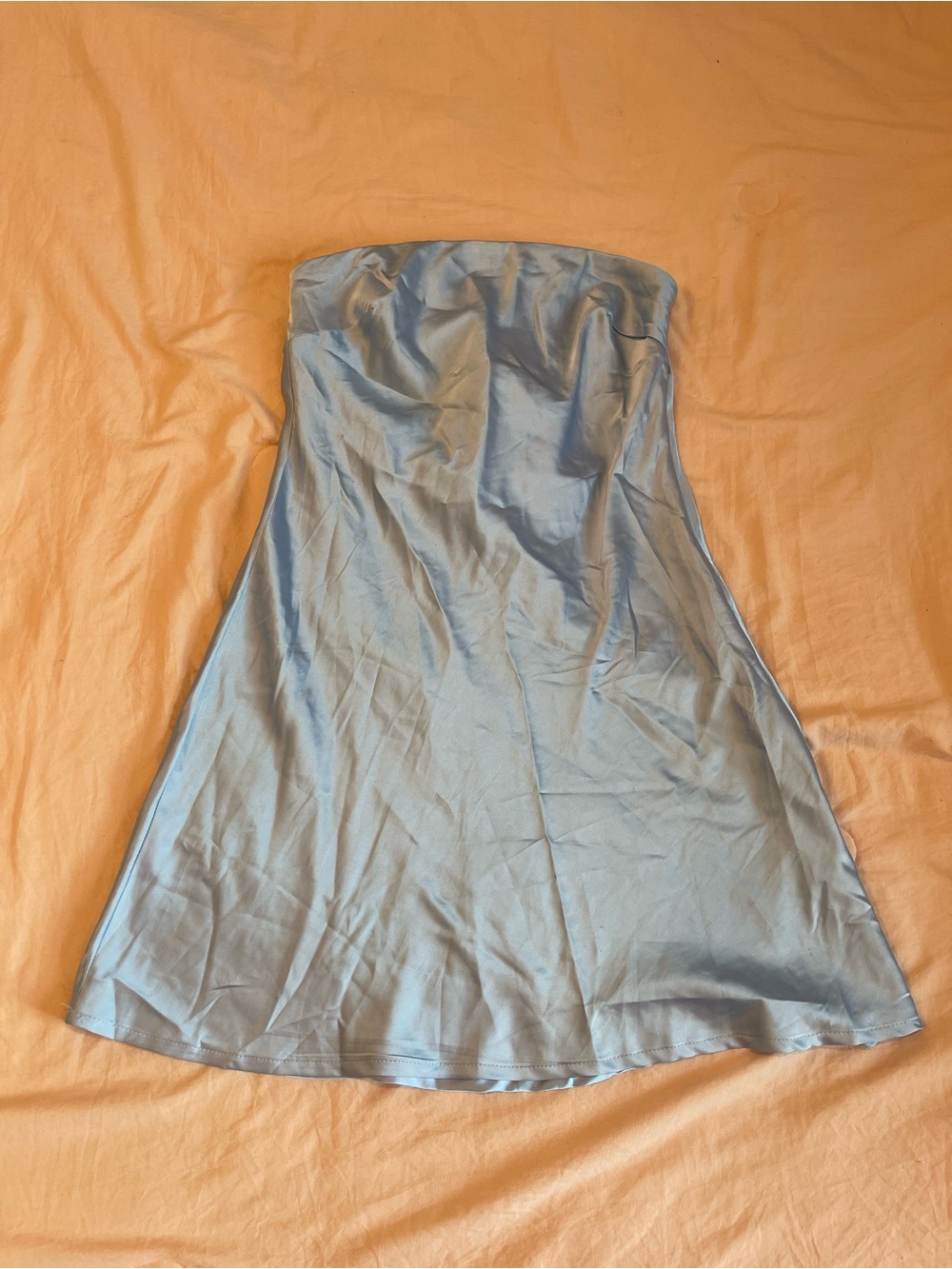 princess polly light blue satin strapless mini dress